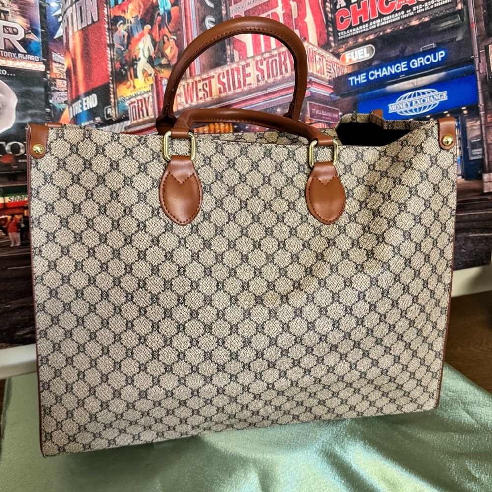 New Beige and Brown Tote Bag